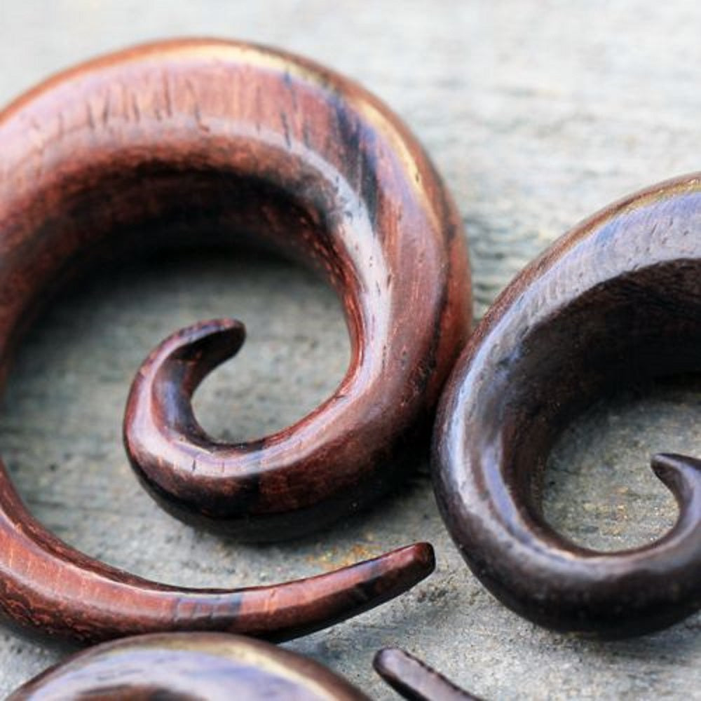 Organic Dark Brown Sono Wood Spiral Taper Plugs