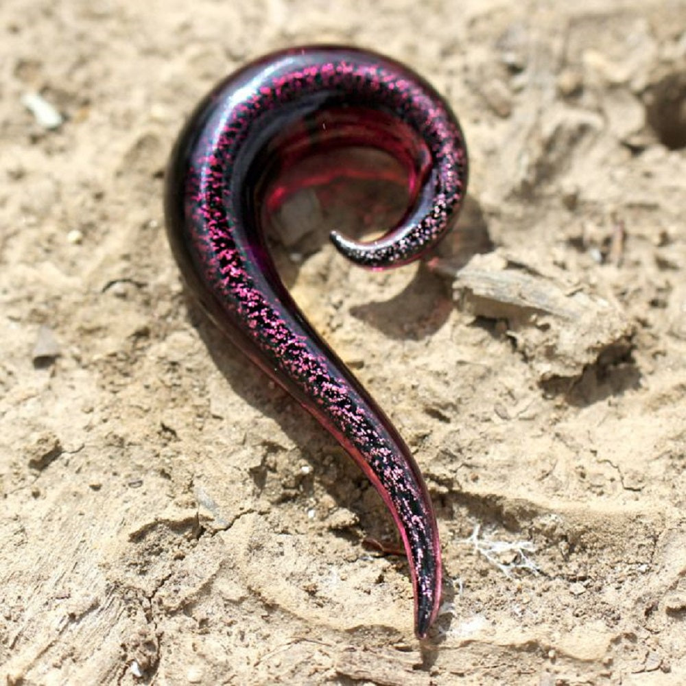 Purple Glass Sparkle Spiral Taper Plugs