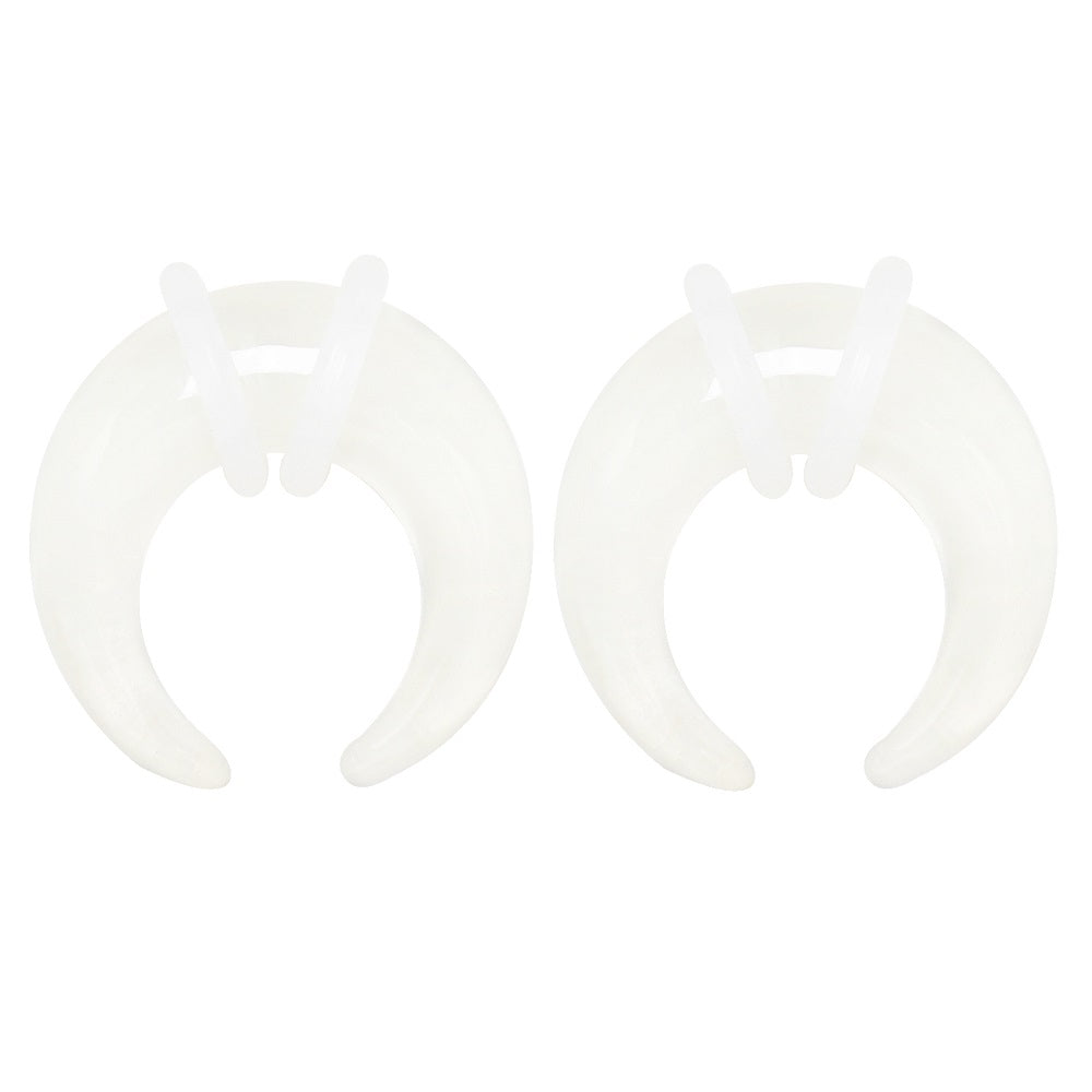 White Glass Pincher Taper Plugs - Pair