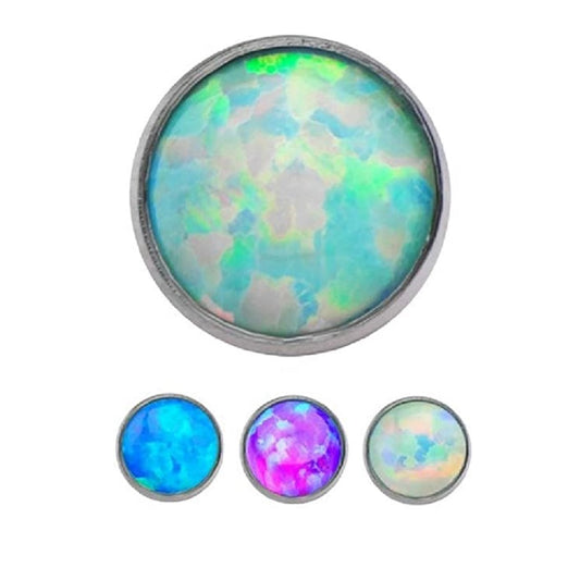 Set of 3 Synthetic Opal Round Internally Threaded Dermal Anchor Tops - Titanium