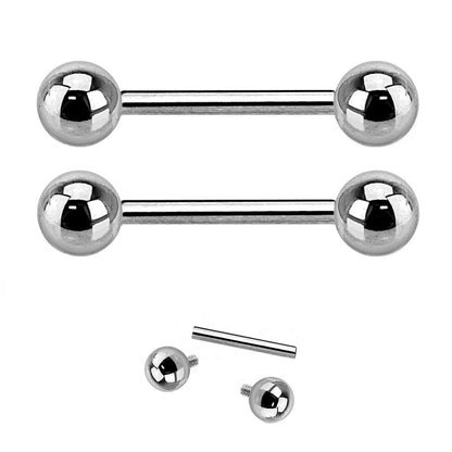 Internally Threaded Barbells - G23 Implant Grade Solid Titanium - Pair