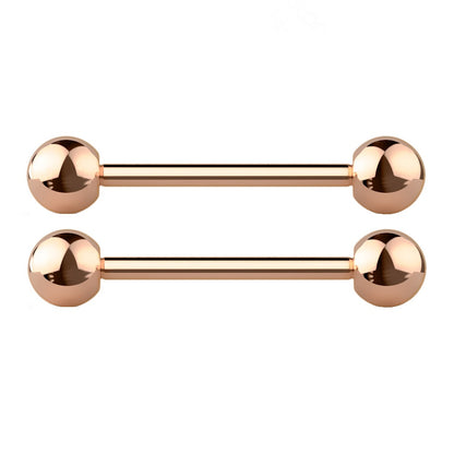 Internally Threaded Nipple Barbells - PVD Plated G23 Implant Grade Solid Titanium - Pair