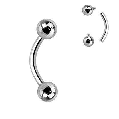 Internally Threaded Curved Barbells, Sold by Piece - Implant Grade 23 Solid Titanium