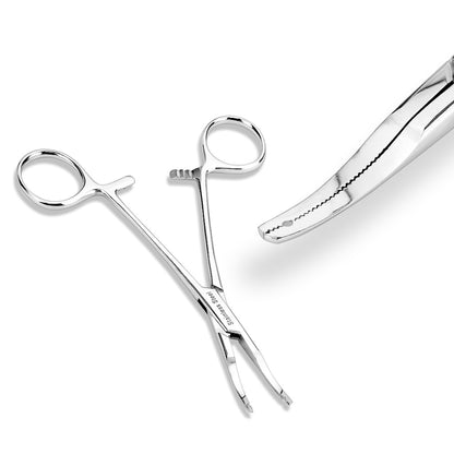 Micro Thin Tip Dermal Anchor Kelly Forceps Tool - 0.5mm Head with 2mm Hole - Stainless Steel