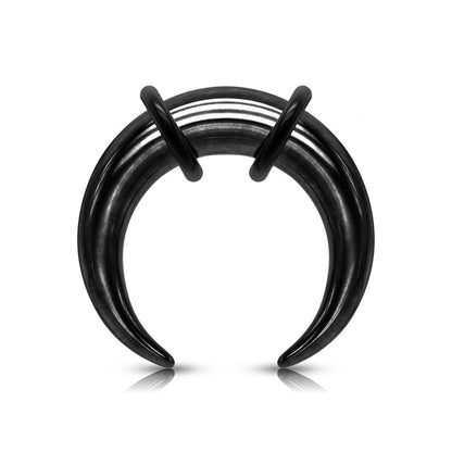 Large Gauge Septum Pincher Ring with 2 Black O-Rings - Stainless Steel