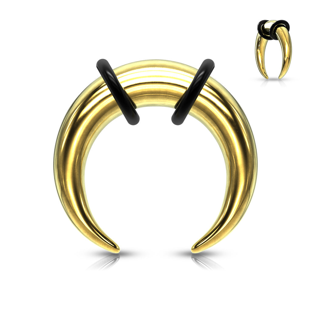 Large Gauge Septum Pincher Ring with 2 Black O-Rings - Stainless Steel