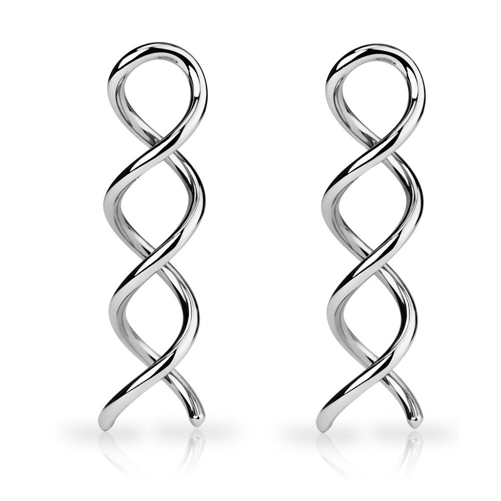 Swirl Twist Taper Earrings - 316L Surgical Steel - Pair