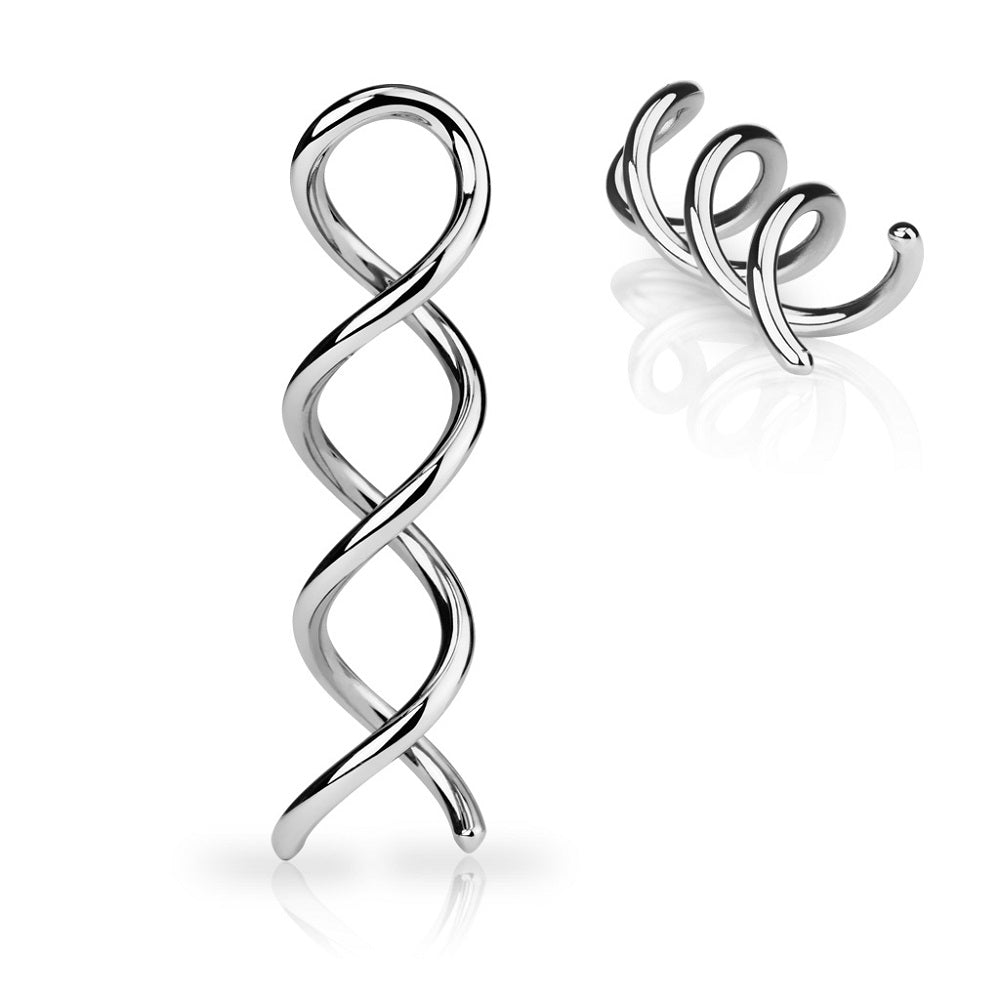Swirl Twist Taper Earrings - 316L Surgical Steel - Pair
