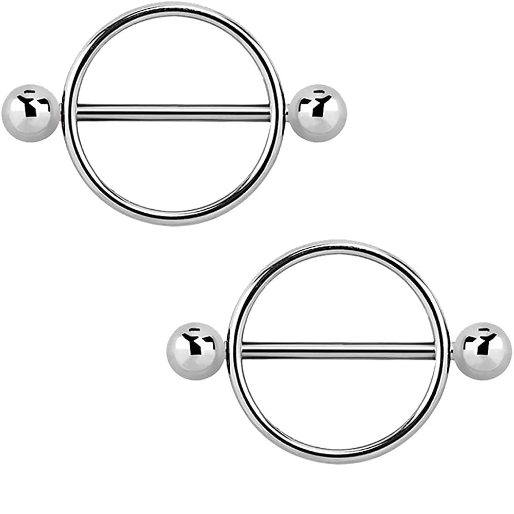 Round Nipple Shield Ball End Barbells - G23 Titanium - Pair