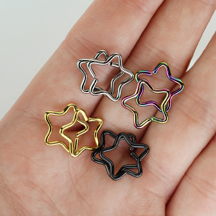 Set of 8 Assorted Colors Bendable Star Rings - Stainless Steel – piercedowl