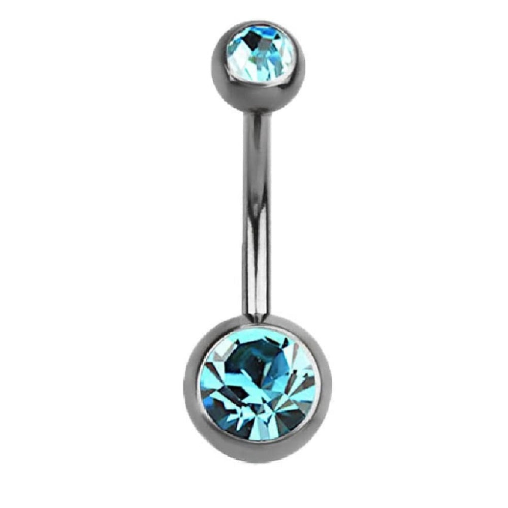 Double Crystal Sterilized Belly Button Ring - G23 Titanium