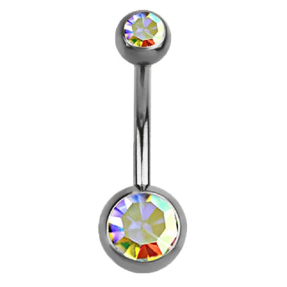 Double Crystal Sterilized Belly Button Ring - G23 Titanium