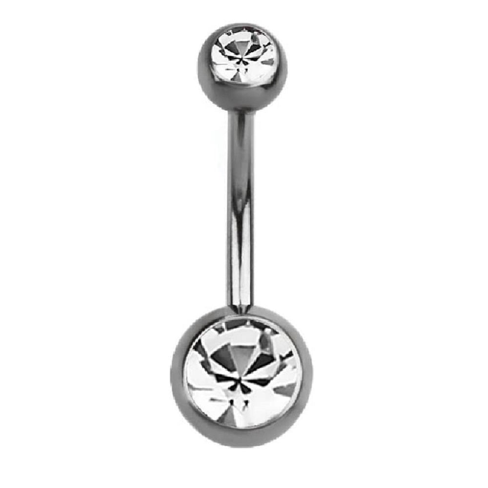 Double Crystal Sterilized Belly Button Ring - G23 Titanium