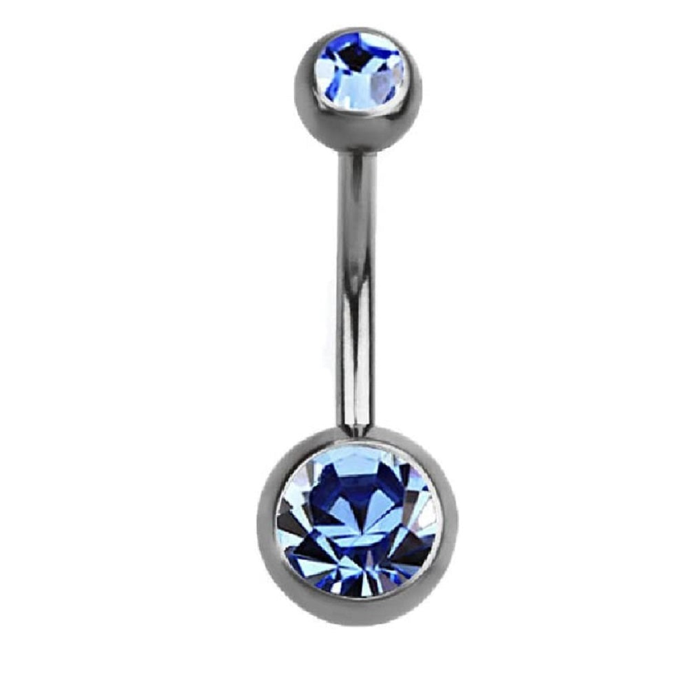 Double Crystal Sterilized Belly Button Ring - G23 Titanium