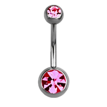 Double Crystal Sterilized Belly Button Ring - G23 Titanium