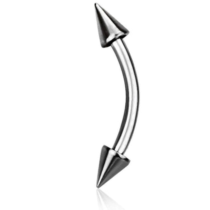 EO Gas Sterilized Cone Spike Ends Curved Barbell Eyebrow Ring - Grade 23 Titanium